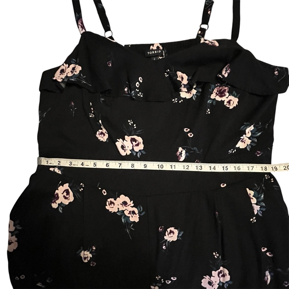 Torrid Black Floral Wide Leg Ruffle Jumpsuit Romantic, Feminine, Cottagecore NWT - Picture 10 of 10